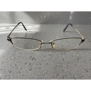TURA EYEGLASSES FRAMES ONLY Paloma BLACK Chrome HALF RIM 50-17-135
